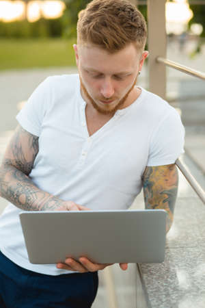 He freelance works anywhereの写真素材