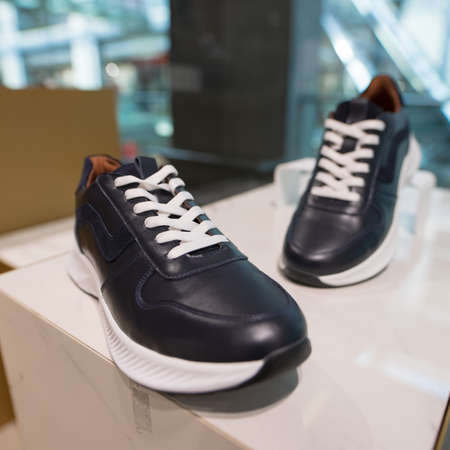 A new sneakers in the shoes storeの写真素材