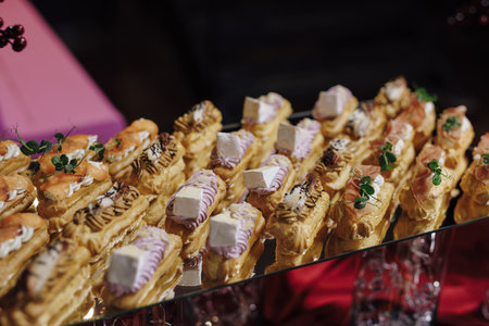 A table with snack on the event partyの写真素材