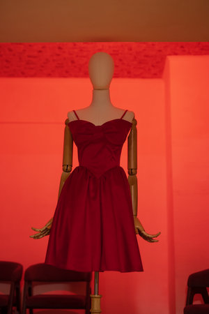 A mannequin with red dress on a partyの写真素材