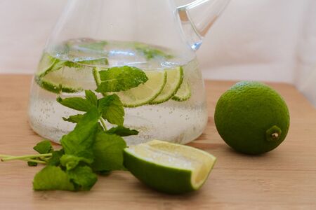 Water with fresh lime and mint