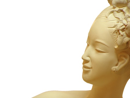 Woman face sculpture with isolated white backgroundの写真素材