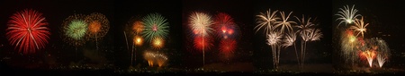 Panoramic New Year Fireworksの写真素材