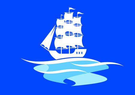 Sailboat on blue seaのイラスト素材
