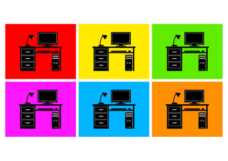 Black icons of deskのイラスト素材
