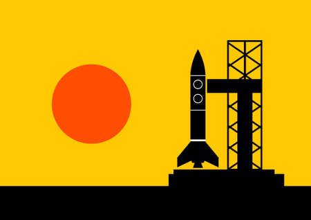 Black silhouette of rocket       のイラスト素材