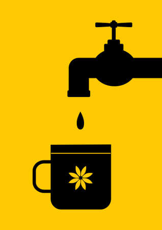 Black silhouette of tap with cupのイラスト素材