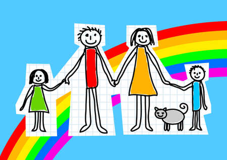 Drawing of familyのイラスト素材