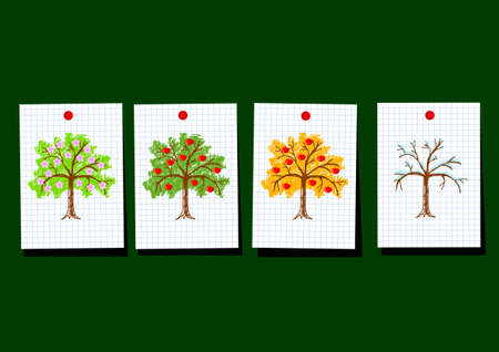 Drawing of apple-trees のイラスト素材