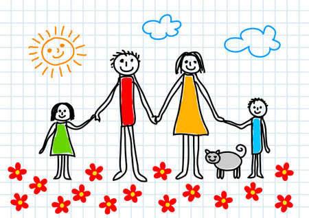 Drawing of family     のイラスト素材