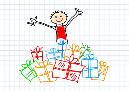 Child with presentsのイラスト素材