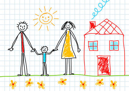 Drawing of familyのイラスト素材