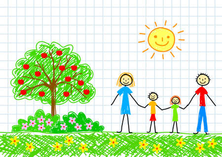 Drawing of family     のイラスト素材