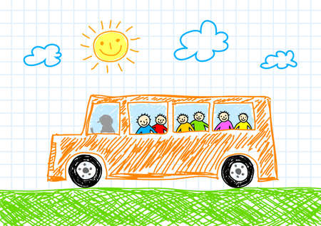 Drawing of bus のイラスト素材