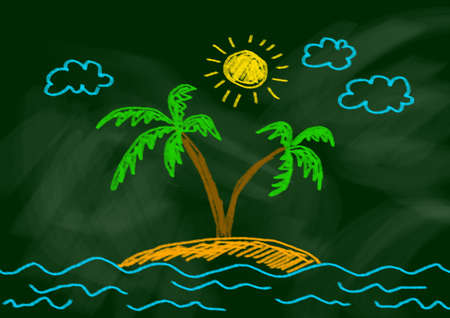 Drawing of islandの写真素材