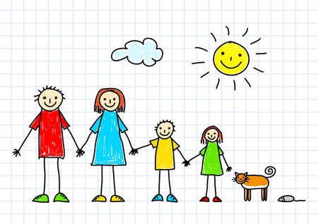Drawing of familyのイラスト素材