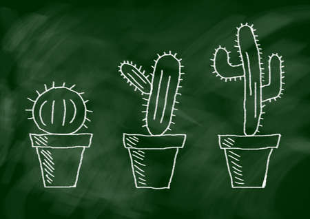 Drawing of cactuses の写真素材