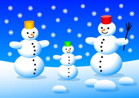 Three snowmenのイラスト素材