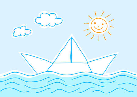 Sailboat on blue seaのイラスト素材