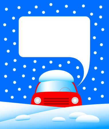 Red car in snow     のイラスト素材