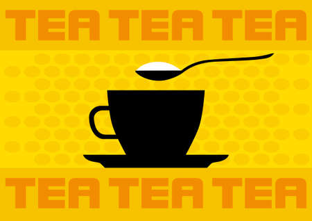 Black silhouette of tea cupのイラスト素材