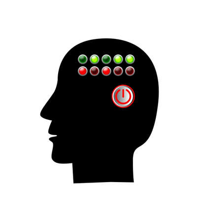 Black silhouette of head on white background  のイラスト素材