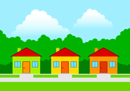 Three colorful houses        のイラスト素材
