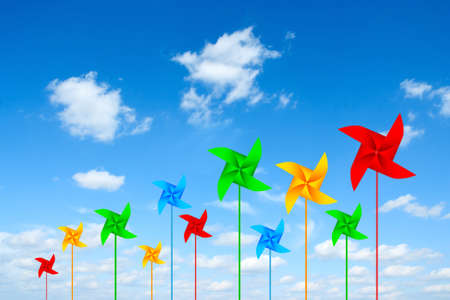 Coloured pinwheelsの写真素材