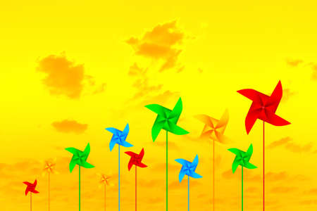 Colorful pinwheelsの写真素材