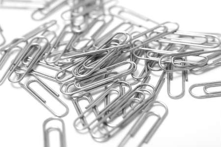 Paperclips on white background   の写真素材