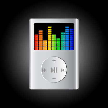 Mp3 player on black backgroundのイラスト素材