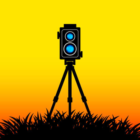 Black silhouette of camera のイラスト素材