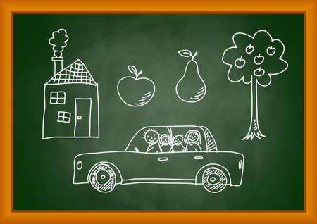  Sketches on blackboardのイラスト素材