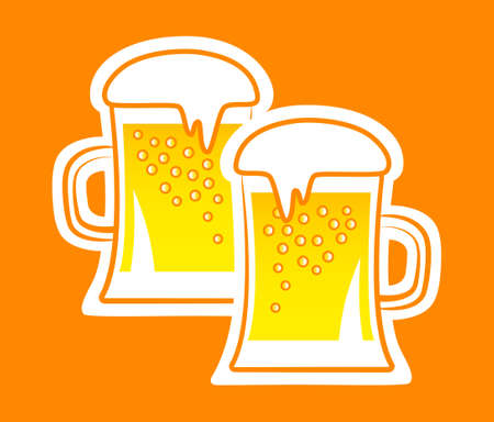 Beer icon on orange backgroundのイラスト素材