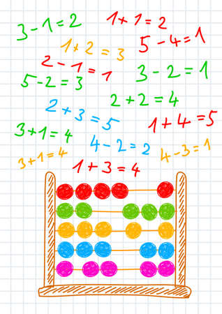 Drawing of abacus on squared paperのイラスト素材