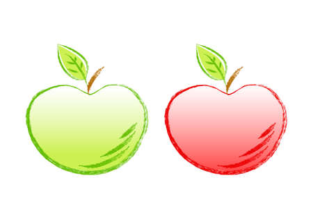 Two apples on white backgroundのイラスト素材
