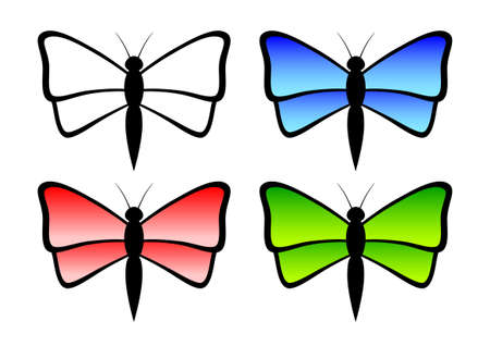 Colorful butterflies on white backgroundのイラスト素材