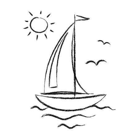 Drawing of sailboatのイラスト素材