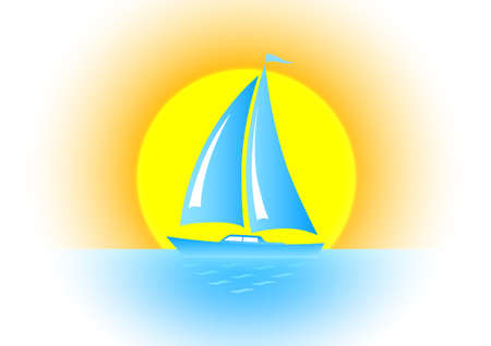 Blue sailboatのイラスト素材