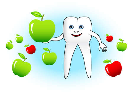 White tooth with apples のイラスト素材