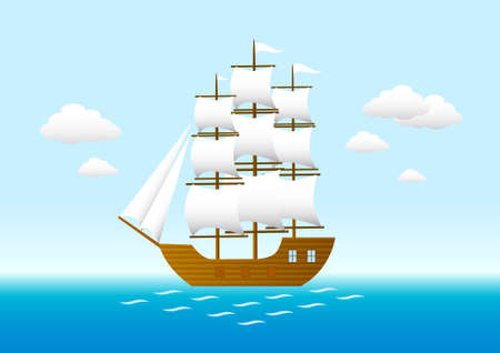 Sailboat on blue seaのイラスト素材
