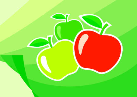Apples on green background のイラスト素材