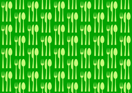 Green background with cutlery      のイラスト素材