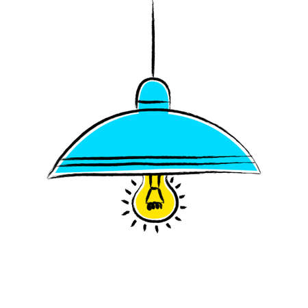 Drawing of blue lampのイラスト素材
