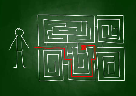 Drawing of labyrinth on blackboardのイラスト素材