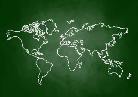 Drawing of map on blackboard      のイラスト素材