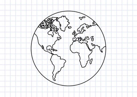 Drawing of Earth on squared paperのイラスト素材