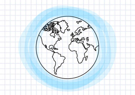 Drawing of Earth on squared paperのイラスト素材