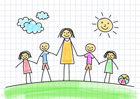 Teacher with children のイラスト素材
