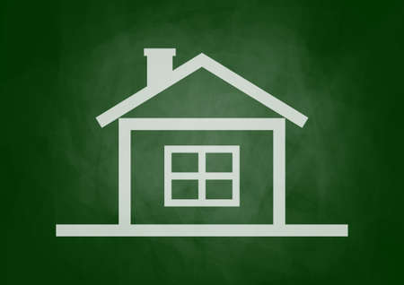 House icon on blackboardのイラスト素材
